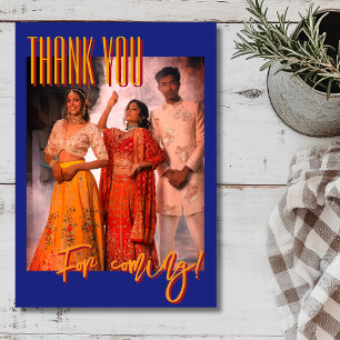 Tarjeta De Agradecimiento Foto familiar de la fiesta Diwali en azul medianoc