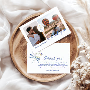 Tarjeta De Agradecimiento Foto Flor de Cresta Azul Polvoriento Boda