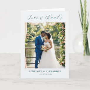 Tarjeta De Agradecimiento Foto floral azul romántico