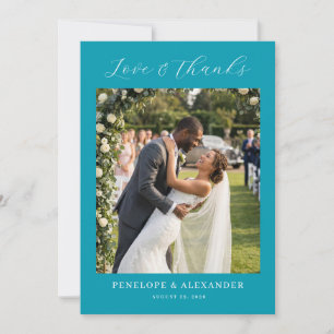 Tarjeta De Agradecimiento Foto floral azul romántico