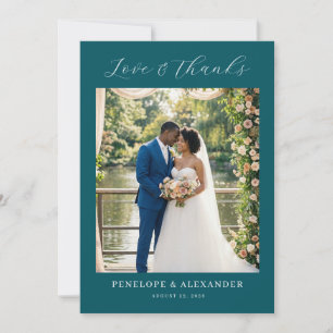 Tarjeta De Agradecimiento Foto floral azul romántico