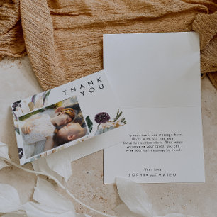 Tarjeta De Agradecimiento Foto floral blanca doblada