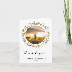 Tarjeta De Agradecimiento Foto floral boda plegada