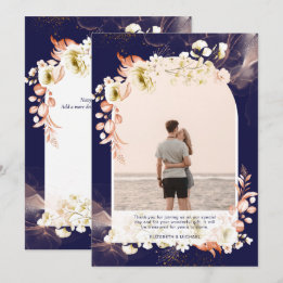 Tarjeta De Agradecimiento FOTO floral de corales de la Marina moderna GRACIA