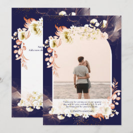 Tarjeta De Agradecimiento FOTO floral de corales de la Marina moderna GRACIA