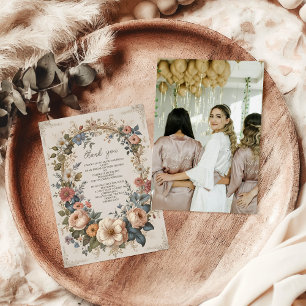 Tarjeta De Agradecimiento Foto Floral de Jardín Victoriano Antiguo Desfile N