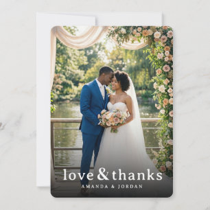 Tarjeta De Agradecimiento Foto floral de melocotón romántico