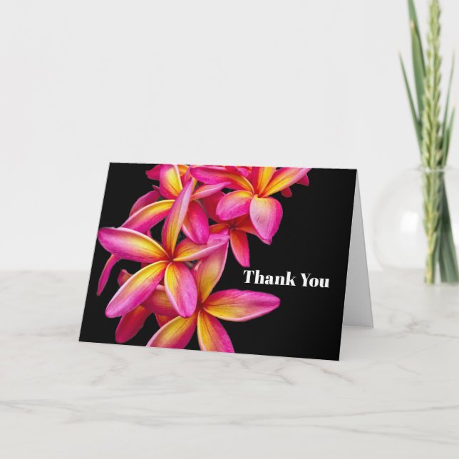 Tarjeta De Agradecimiento Foto floral de Plumeria Rosa Bonito (Anverso)