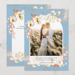 Tarjeta De Agradecimiento FOTO floral moderna de Blue Coral Dusty