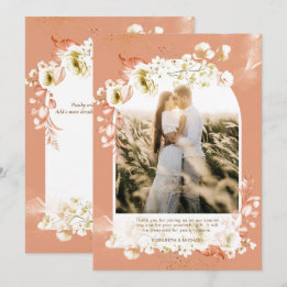 Tarjeta De Agradecimiento FOTO floral moderna de Terracotta Coral GRACIAS