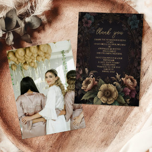 Tarjeta De Agradecimiento Foto Floral Nupcial Real Victoriano Gótico