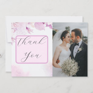Tarjeta De Agradecimiento Foto floral suave rosa-moderna de Boho