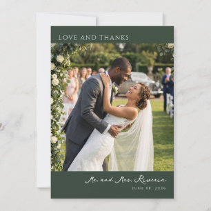 Tarjeta De Agradecimiento Foto floral verde romántica