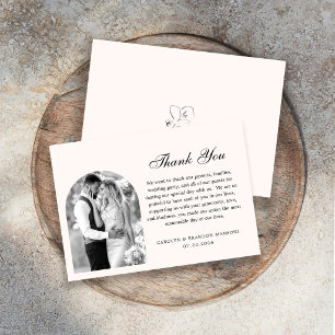 Tarjeta De Agradecimiento Foto Formal en Blanco y Negro Boda con Letra Ele