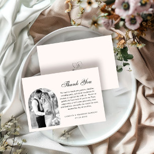 Tarjeta De Agradecimiento Foto Formal en Blanco y Negro   Boda con Letra Ele