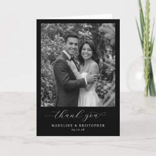 Tarjeta De Agradecimiento Foto Formal en Blanco y Negro Cálida