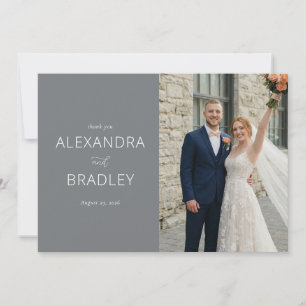 Tarjeta De Agradecimiento Foto Formal Gris Elegante
