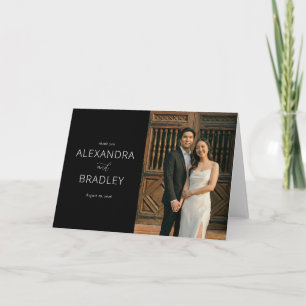 Tarjeta De Agradecimiento Foto Formal Negra Elegante