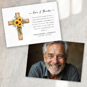 Tarjeta De Agradecimiento Foto Funeral de escritura de la cruz del girasol