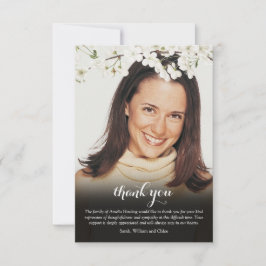 Tarjeta De Agradecimiento Foto Funeral Floral Flor Blanca