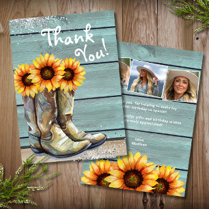 Tarjeta De Agradecimiento Foto Gracias A Los Boots De Girasol En El País Rús