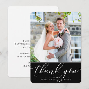 Tarjeta De Agradecimiento FOTO GRACIAS bonito caligrafía blanco negro