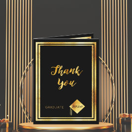Tarjeta De Agradecimiento Foto Gracias graduado oro negro 2025