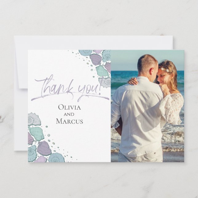 Tarjeta De Agradecimiento Foto Gracias | Marejadas Dusty Blue Lilac (Anverso)