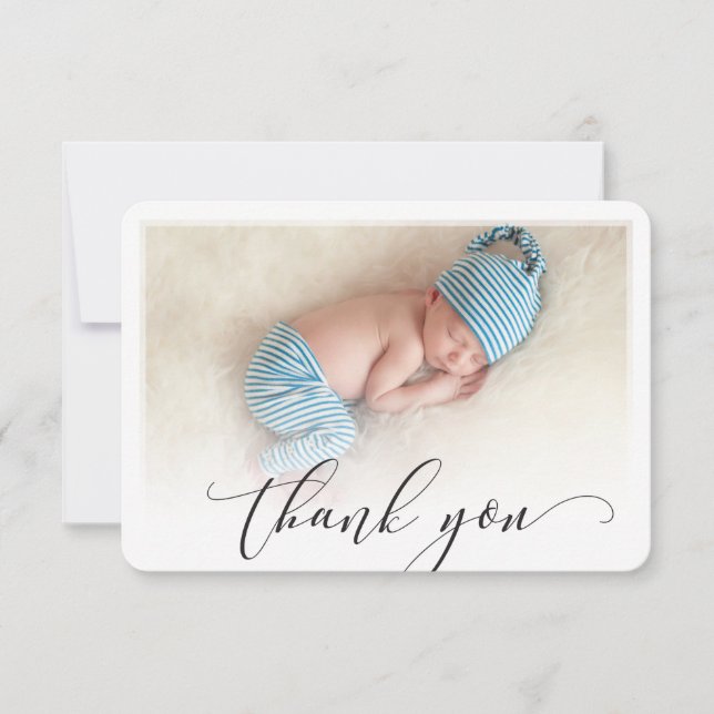 Tarjeta De Agradecimiento FOTO GRACIAS POR LA escritura moderna de caligrafí (Anverso)