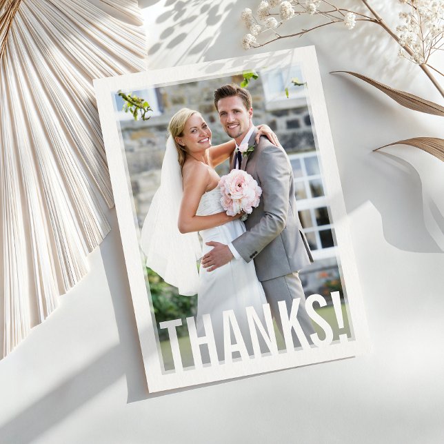 Tarjeta De Agradecimiento FOTO GRACIAS superposición de texto moderno y blan (Subido por el creador)