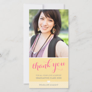 Tarjeta De Agradecimiento FOTO GRACIAS TÚ linda graduada de grado amarillo g
