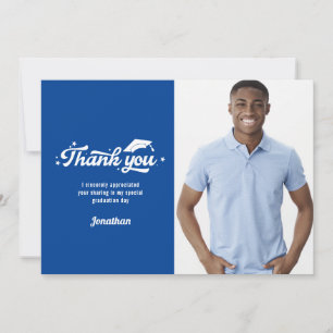 Tarjeta De Agradecimiento Foto Graduación Gracias Azul