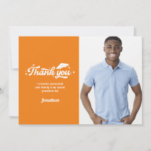 Tarjeta De Agradecimiento Foto Graduación Gracias Naranja