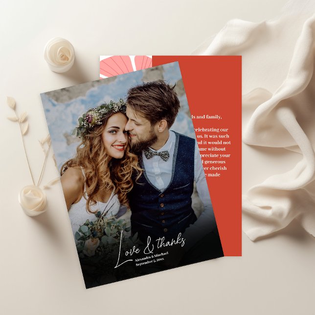 Tarjeta De Agradecimiento Foto groovy moderna de boda de margarita rosa (Subido por el creador)