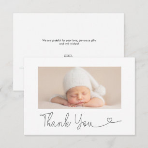 Tarjeta De Agradecimiento Foto horizontal de bebé Gracias corazón Baby showe