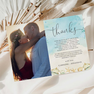 Tarjeta De Agradecimiento Foto imagen de boda tropical en la playa