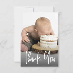 Tarjeta De Agradecimiento Foto linda con letra a mano Cumpleaños primer pequ