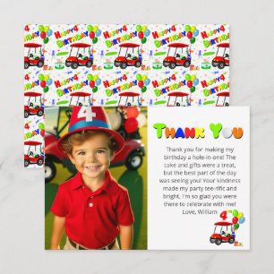 Tarjeta De Agradecimiento Foto Lindo Carrito de Golf Rojo para Cumpleaños 4