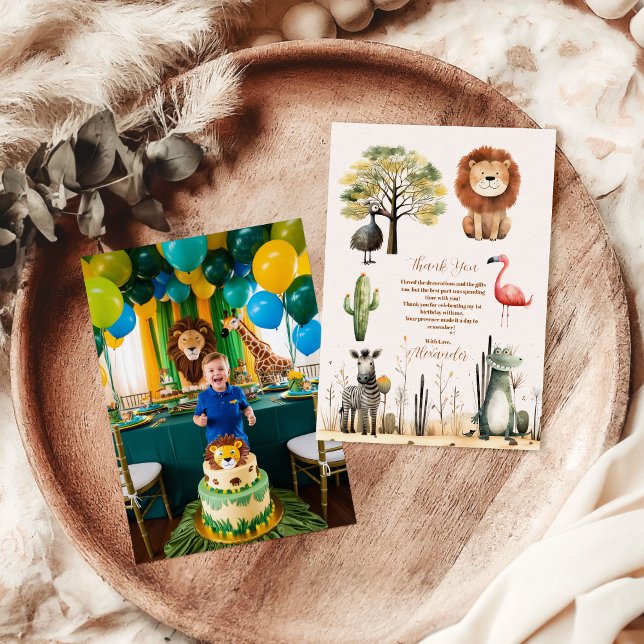 Tarjeta De Agradecimiento Foto Llamando a Todos los Animales de Fiesta Safar (Subido por el creador)