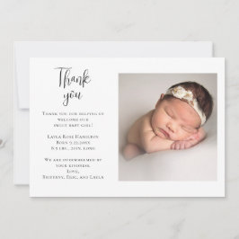 Tarjeta De Agradecimiento Foto manuscrita Baby Shower Gracias