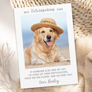 Tarjeta De Agradecimiento Foto Mascota personalizada Mejor Veterinaria de la