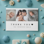 Tarjeta De Agradecimiento Foto Mínima De 3 Con Recién nacido Cardíaco<br><div class="desc">Expresar su gratitud con nuestra tarjeta "Minimal 3 Photo With Heart Recién nacido Gracias". Esta encantadora tarjeta presenta un diseño sencillo y dulce y fotos de personalizable, perfectas para mostrar recuerdos de su día especial. Personalice el mensaje de la parte de atrás para añadir un toque de sentidos, haciendo de...</div>