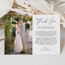 Tarjeta De Agradecimiento Foto mínima de Boda horizontal moderna