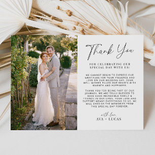 Tarjeta De Agradecimiento Foto mínima de Boda horizontal moderna