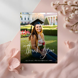 Tarjeta De Agradecimiento Foto mínima de graduación de tipografía con escrit