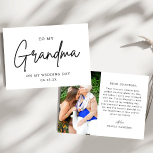 Tarjeta De Agradecimiento Foto minimalista a mi abuela el día de mi boda