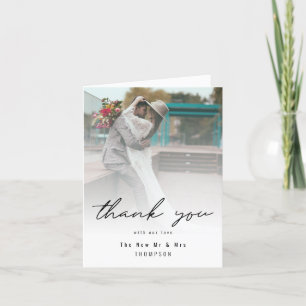 Tarjeta De Agradecimiento Foto minimalista Añadir foto a Boda moderno
