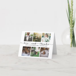 Tarjeta De Agradecimiento Foto Minimalista de amor y gracias tipografía Boda