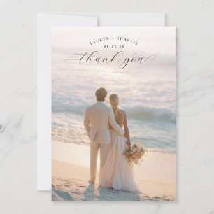Tarjeta De Agradecimiento Foto minimalista de melocotón romántico