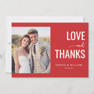 Tarjeta De Agradecimiento Foto minimalista de rojo cálido